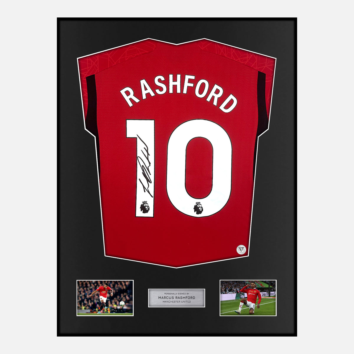 Framed Marcus Rashford Signed Manchester United Shirt Home 2023-24 [Classic] — Verified autograph with NFC and certificate | The Vault