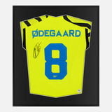 Framed Ødegaard Signed Arsenal Shirt, Neon Yellow Away [Lite]