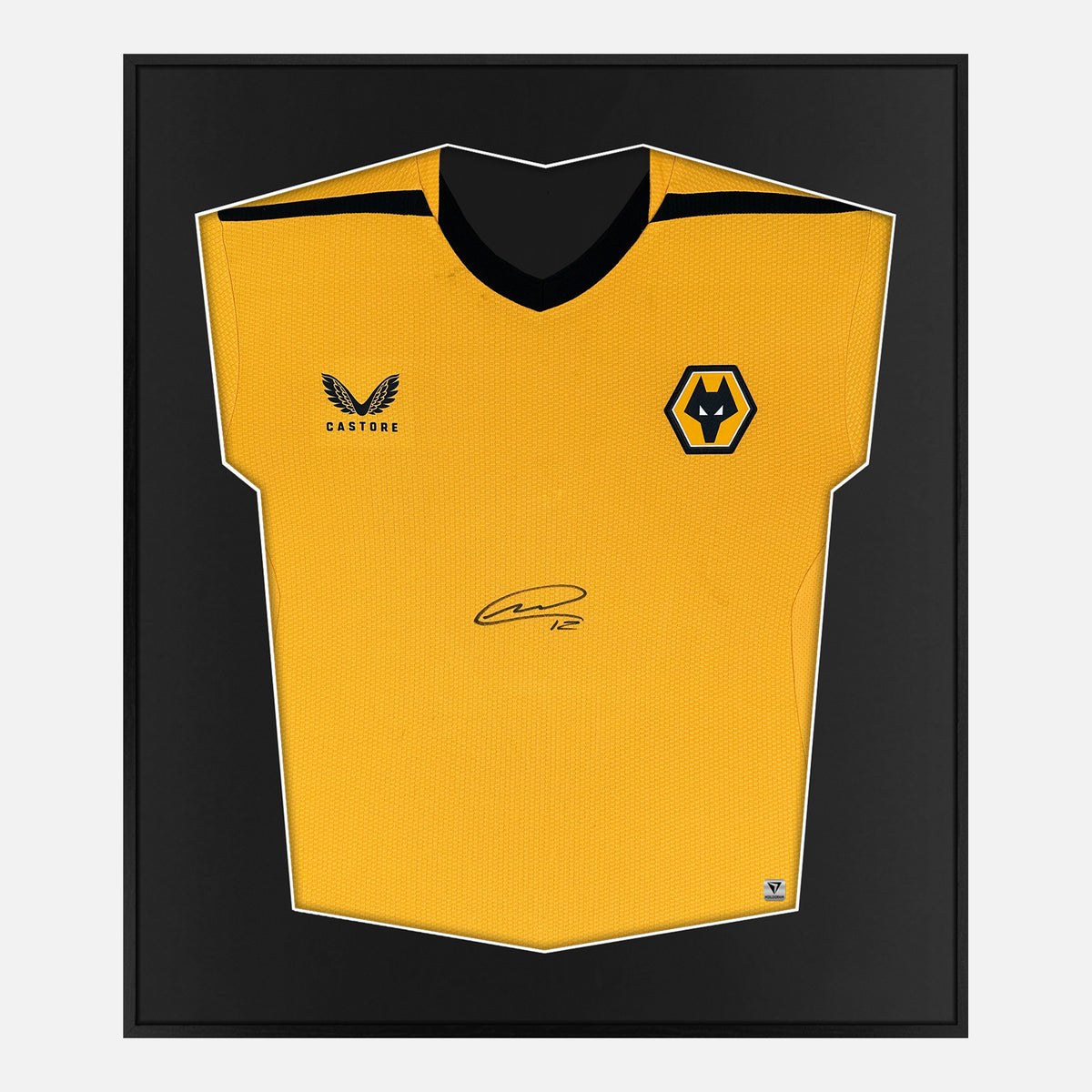 Framed Cunha Signed Shirt, Wolverhampton Wanderers [Lite] — Authentic signature with NFC and COA | The Vault