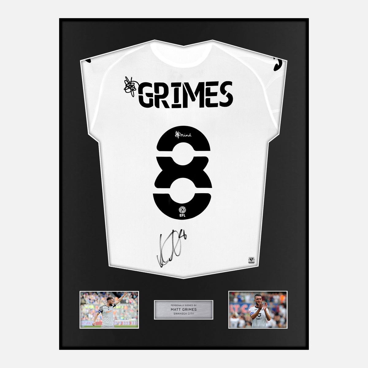 Framed Matt Grimes Signed Swansea City Shirt 2022-23 Home [Classic] — Verified autograph with NFC and certificate | The Vault