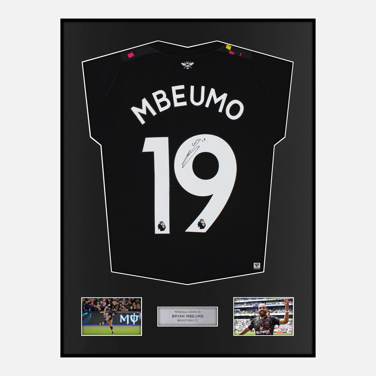 Framed Bryan Mbeumo Signed Brentford Shirt 2022-23 Third away [Classic