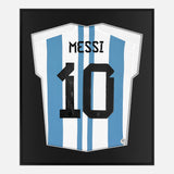 Framed Messi Signed Shirt, Argentina 2022 FIFA World Cup [Lite]