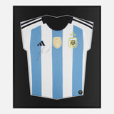 Framed Messi Signed Shirt, Argentina 2022 3 Star Edition [Lite]