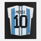 Framed Messi Signed Shirt, 2 Star Argentina 2022 Kit [Mini]