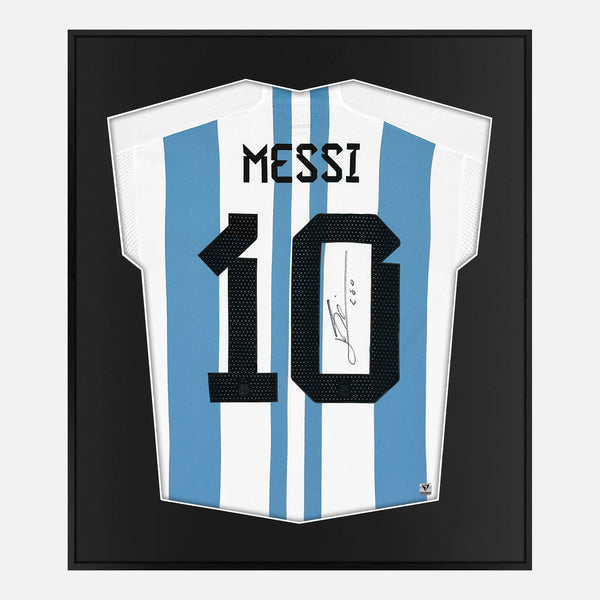 Framed Lionel Messi Signed Argentina Shirt 2022 World Cup [Mini]