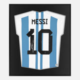 Framed Lionel Messi Signed Argentina Shirt 2022 World Cup [Mini]