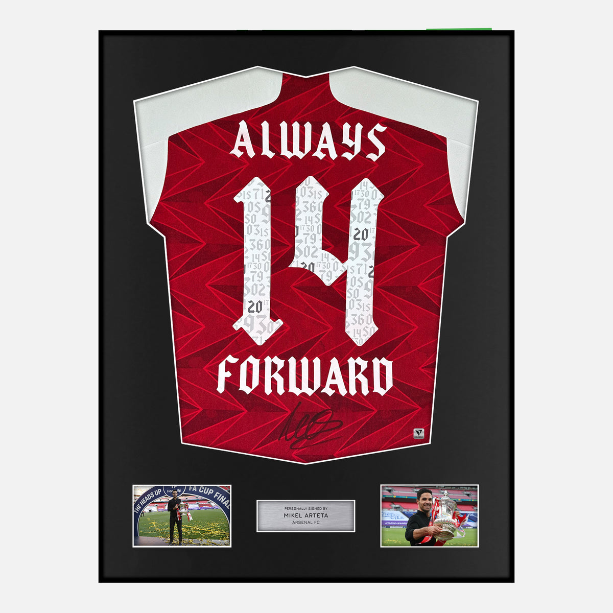 Framed Mikel Arteta Signed Arsenal Shirt Home 2020 FA Cup edition [Classic] — Verified autograph with NFC and certificate | The Vault