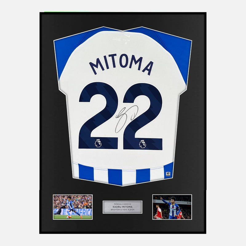 Framed Kaoru Mitoma Signed Brighton Shirt Home 2023-24 [Modern] – The Vault