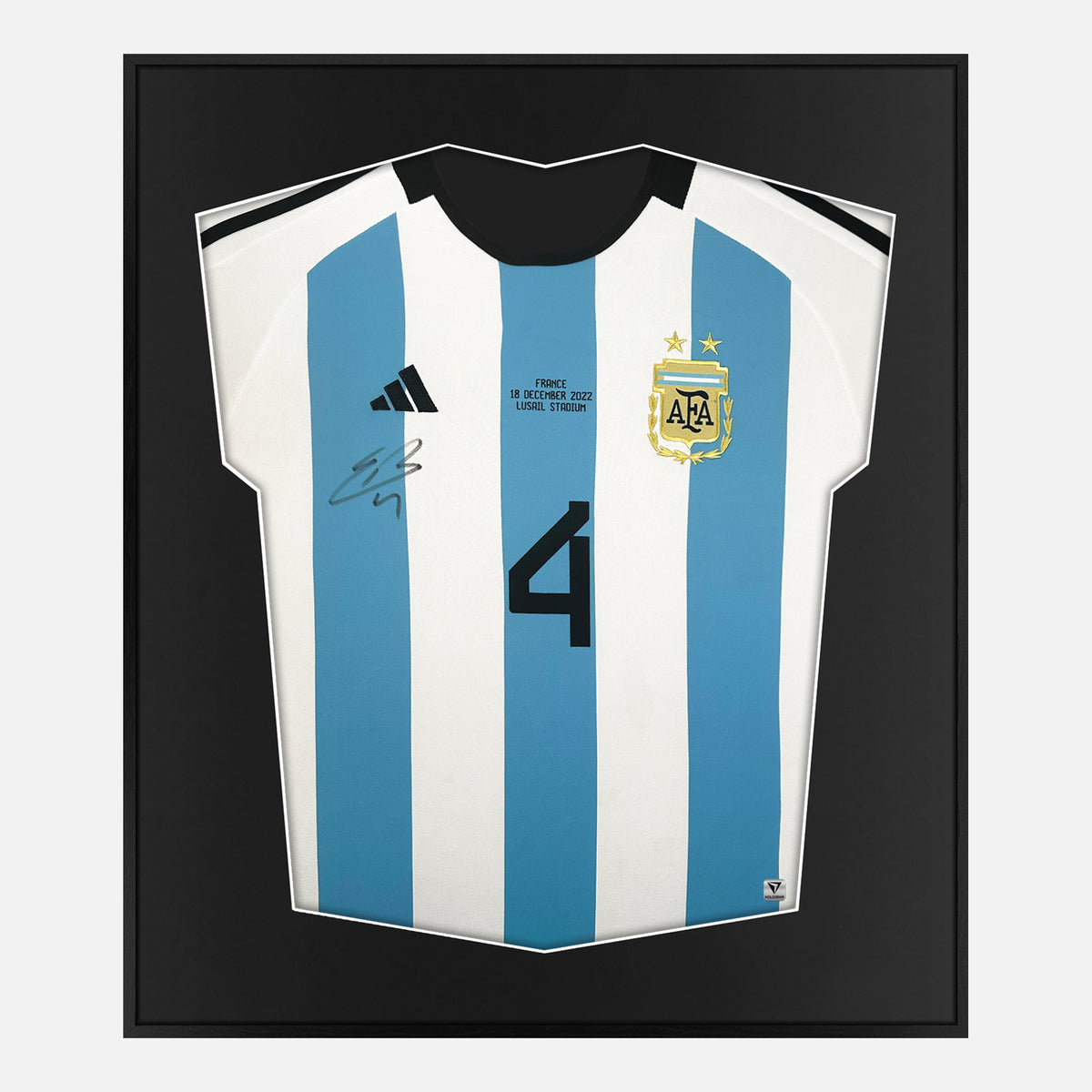 Framed Montiel Signed Shirt, Argentina Home, Qatar World Cup [Lite] — Authentic signature with NFC and COA | The Vault