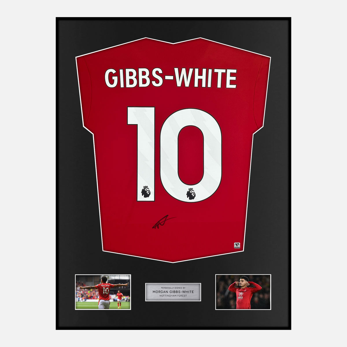 Framed Morgan Gibbs-White Signed Nottingham Forest Shirt Home Red [Classic] — Verified autograph with NFC and certificate | The Vault