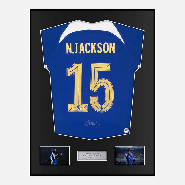 Framed Nicolas Jackson Signed Chelsea Shirt, Blue Home [Classic]