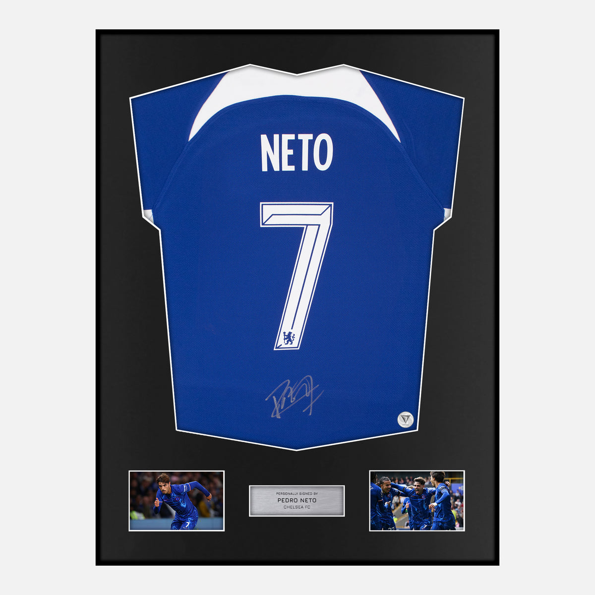 Framed Pedro Neto Signed Chelsea Shirt Home 7 [Classic] — Verified autograph with NFC and certificate | The Vault