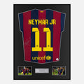 Framed Neymar Signed Barcelona Shirt 2014-15 Home [Classic]
