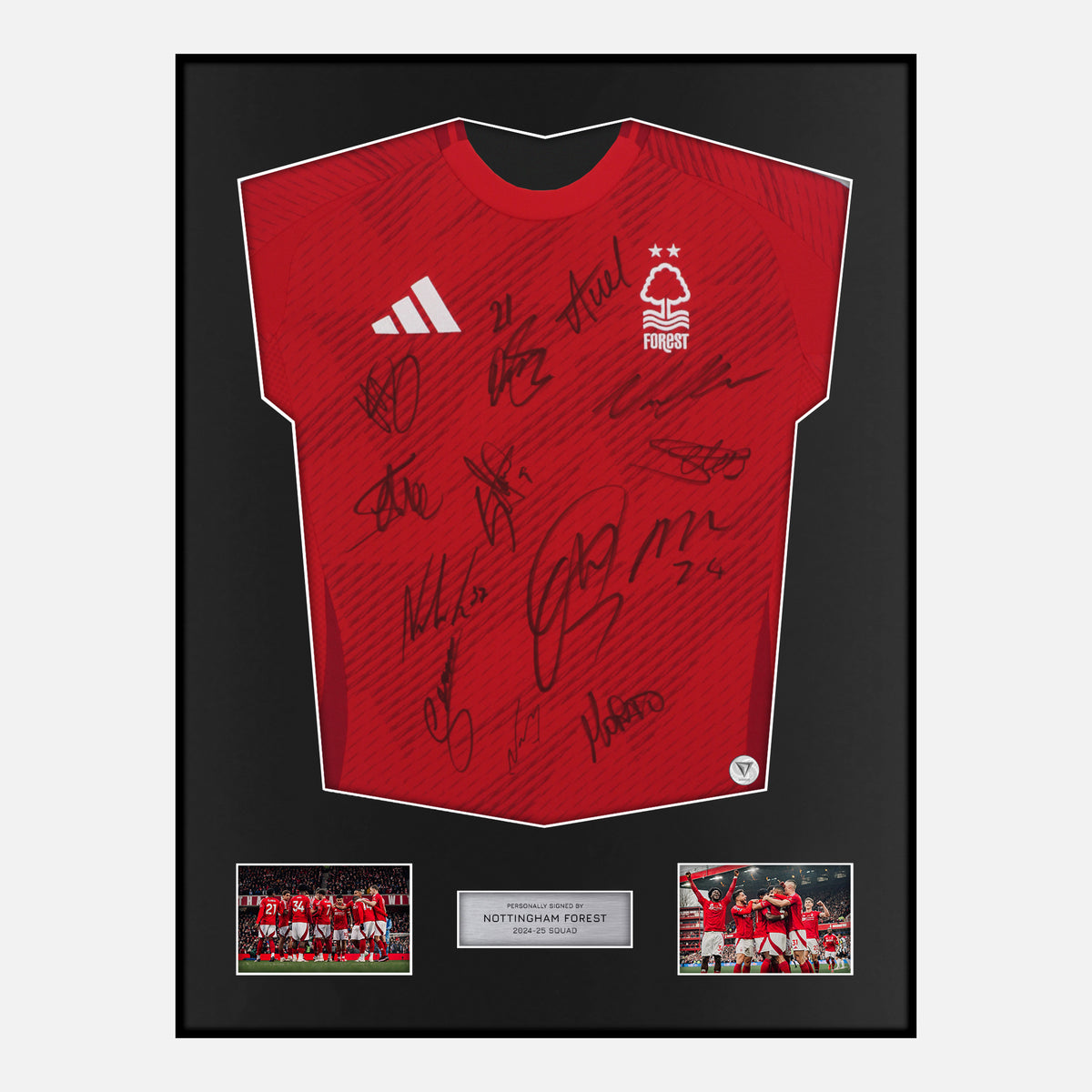Framed Squad Signed Nottingham Forest Shirt 2024-25 Home [Classic] — Verified autograph with NFC and certificate | The Vault
