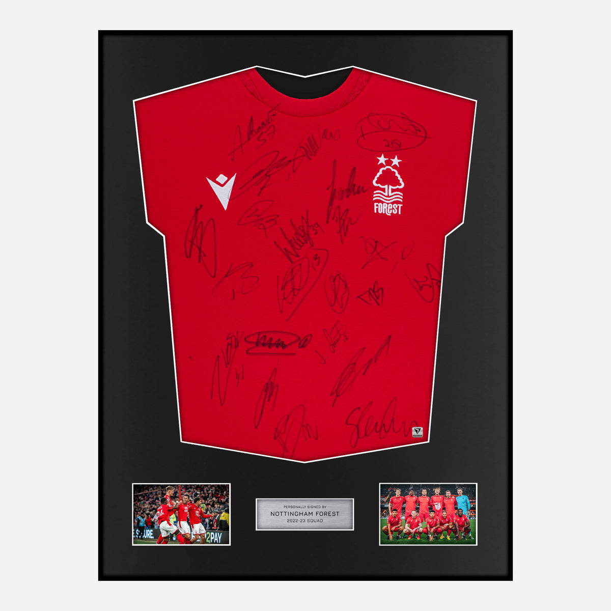 Framed Squad Signed Nottingham Forest Shirt 2022-23 Home [Classic] — Verified autograph with NFC and certificate | The Vault