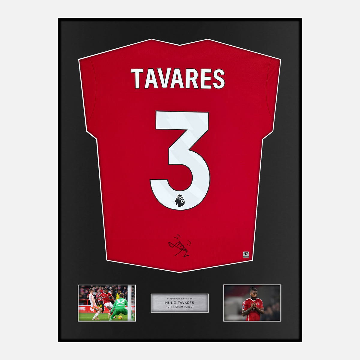 Framed Nuno Tavares Signed Nottingham Forest Shirt Home Red [Classic] — Verified autograph with NFC and certificate | The Vault