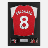 Framed Martin Odegaard Signed Arsenal Shirt 2025-26 Home [Classic]