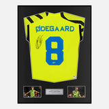Framed Martin Odegaard Signed Arsenal Shirt 2023-24 Away [Classic]