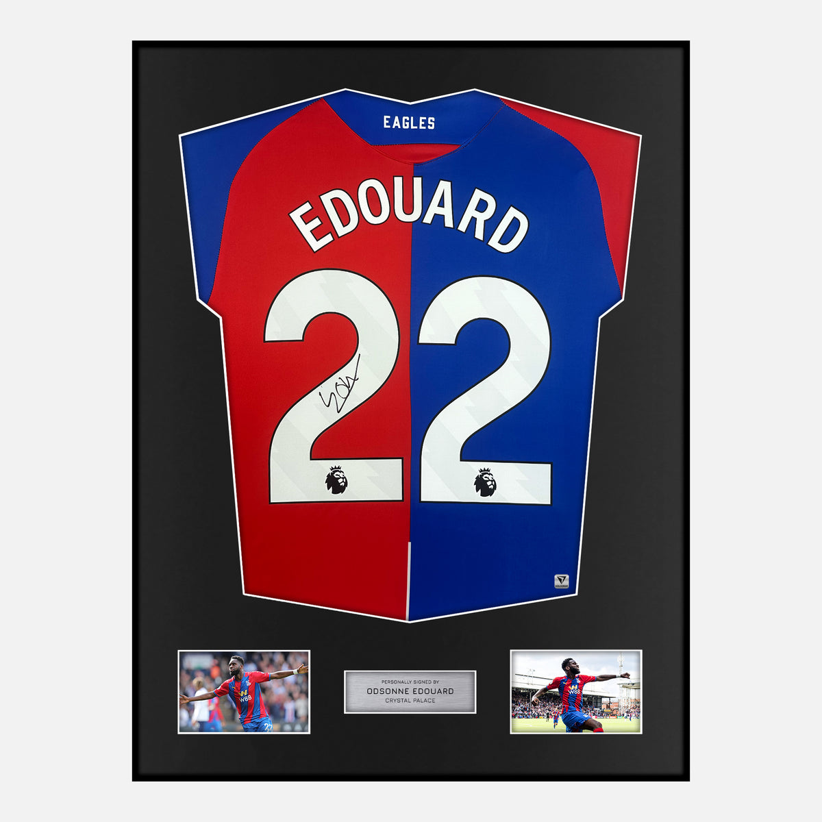 Framed Odsonne Edouard Signed Crystal Palace Shirt 2023-24 Home [Classic] — Verified autograph with NFC and certificate | The Vault