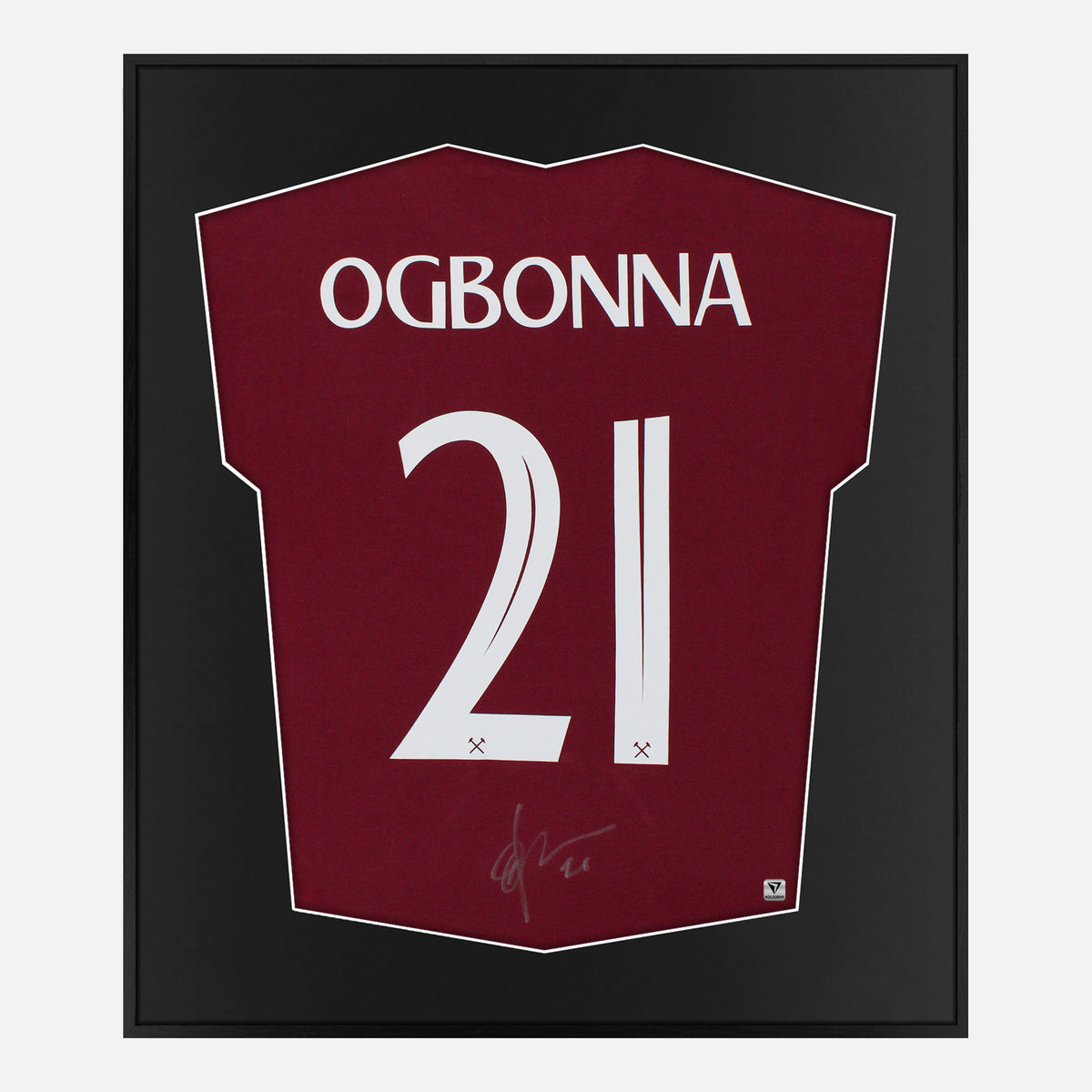 Framed Ogbonna Signed West Ham Shirt, Fan Kit Home [Lite] — Lite framed West Ham United shirt signed by Angelo Ogbonna | The Vault