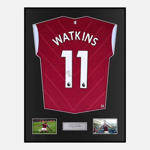 Framed Ollie Watkins Signed Aston Villa Shirt 2022-23 Home [Modern]