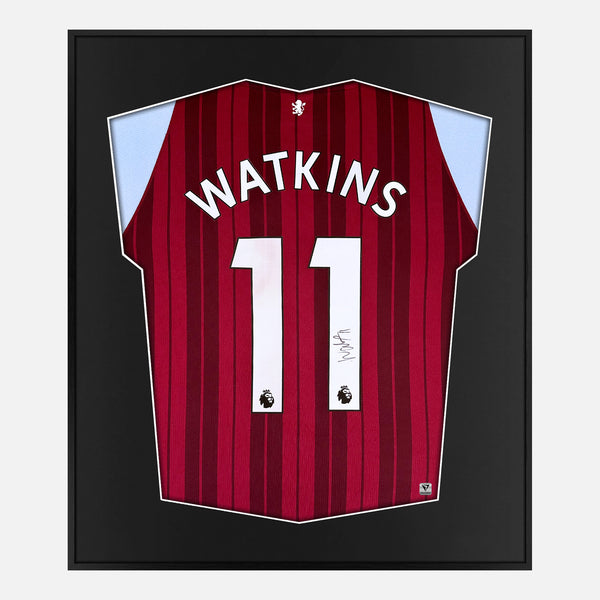 Framed Watkins Aston Villa Signed Shirt, Home [Mini]