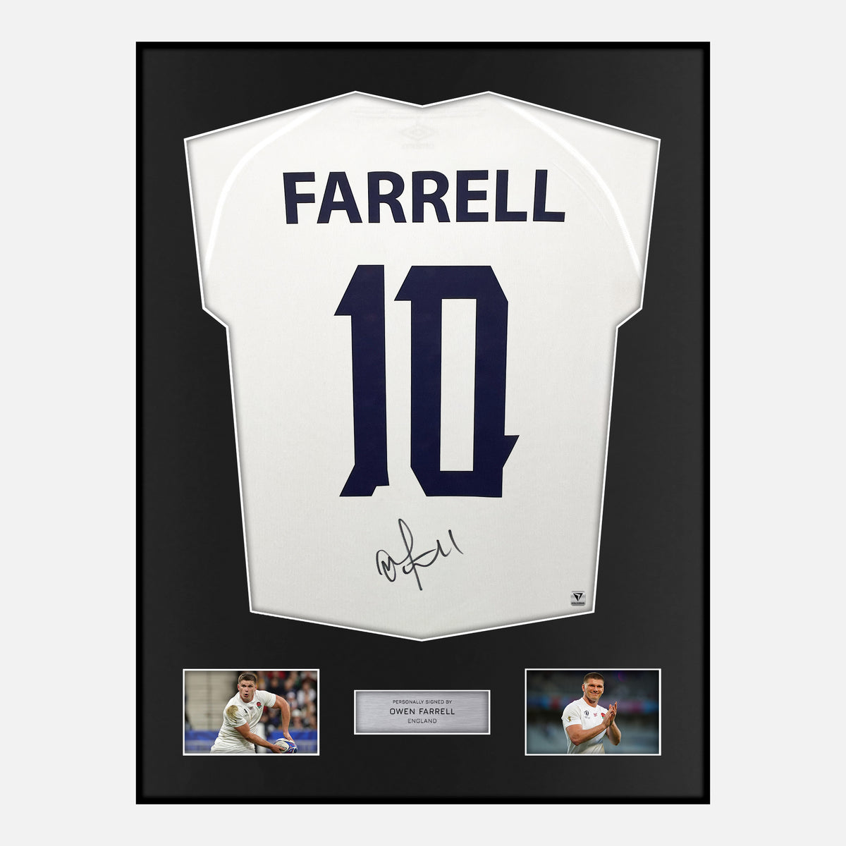 Framed Owen Farrell Signed England Rugby Shirt 2023 World Cup [Classic] — Verified autograph with NFC and certificate | The Vault