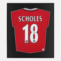 Framed Paul Scholes Signed Manchester United Shirt, Treble [Lite]
