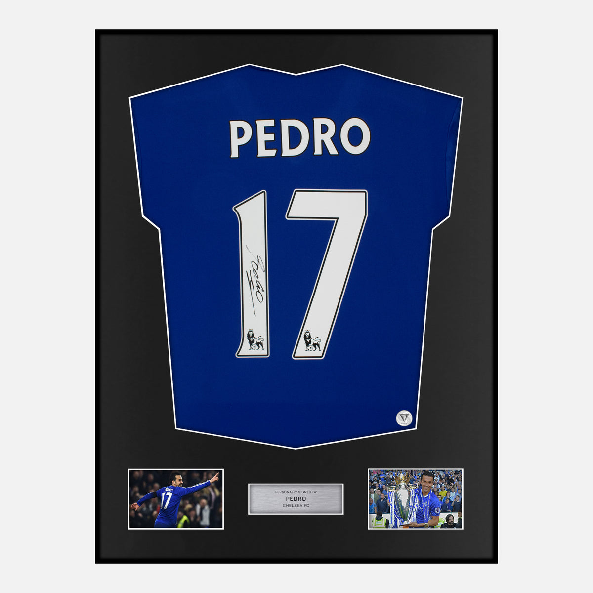 Framed Pedro Signed Chelsea Shirt 2016-17 Home [Classic] — Verified autograph with NFC and certificate | The Vault