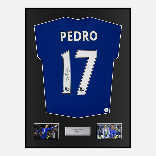 Framed Pedro Signed Chelsea Shirt 2016-17 Home [Modern]