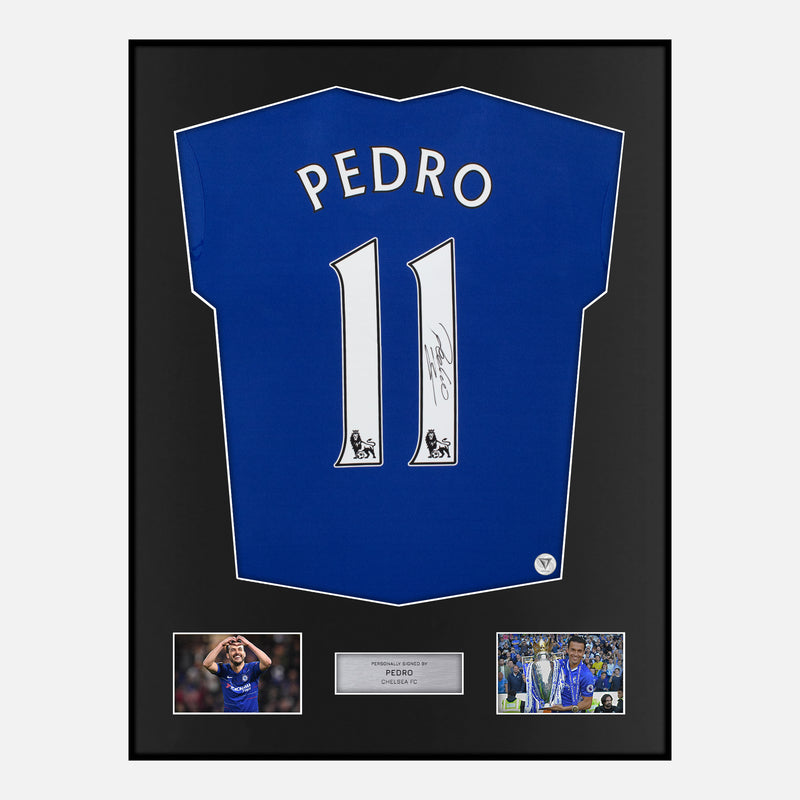 Framed Pedro Signed Shirt Chelsea Home Jersey [Modern]