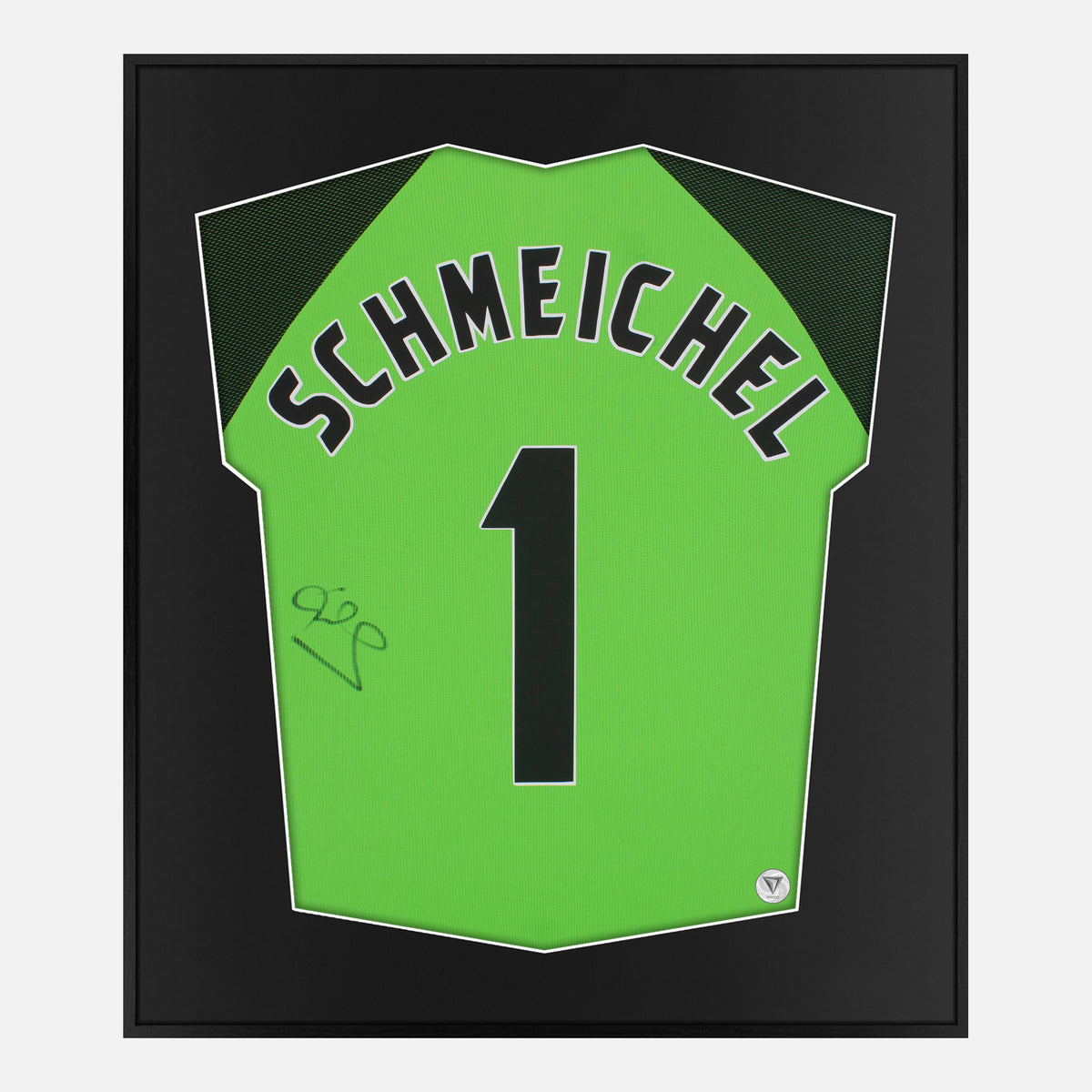 Framed Schmeichel Signed Manchester United Shirt, 1999 Treble [Lite] — Authentic signature with NFC and COA | The Vault