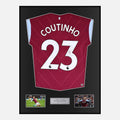 Framed Philippe Coutinho Signed Aston Villa Shirt 2022-23 Home [Classic]