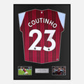 Framed Philippe Coutinho Signed Aston Villa Shirt 2021-22 Home [Classic]