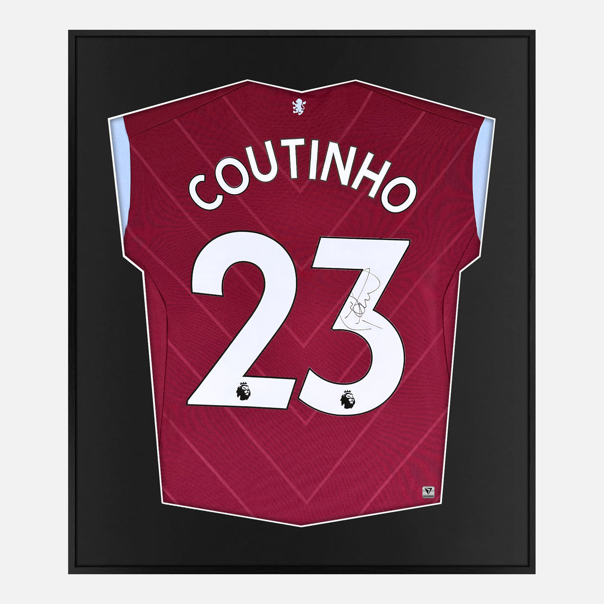 Framed Coutinho Signed Shirt, Aston Villa Home [Lite] — Authentic signature with NFC and COA | The Vault