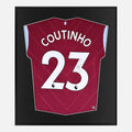 Framed Coutinho Signed Shirt, Aston Villa Home [Lite]