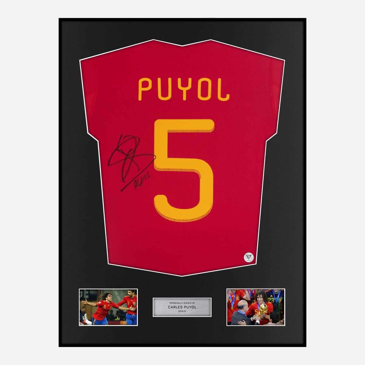 Framed Carles Puyol Signed Spain Shirt 2010 World Cup [Classic] — Verified autograph with NFC and certificate | The Vault