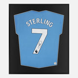 Framed Raheem Sterling Signed Shirt, Manchester City Home [Lite]