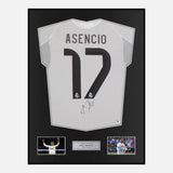 Framed Raul Asencio Signed Real Madrid Shirt 2025-26 Home [Classic]