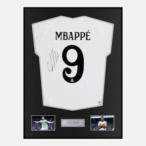 Framed Kylian Mbappe Signed Real Madrid Shirt Rare [Classic]