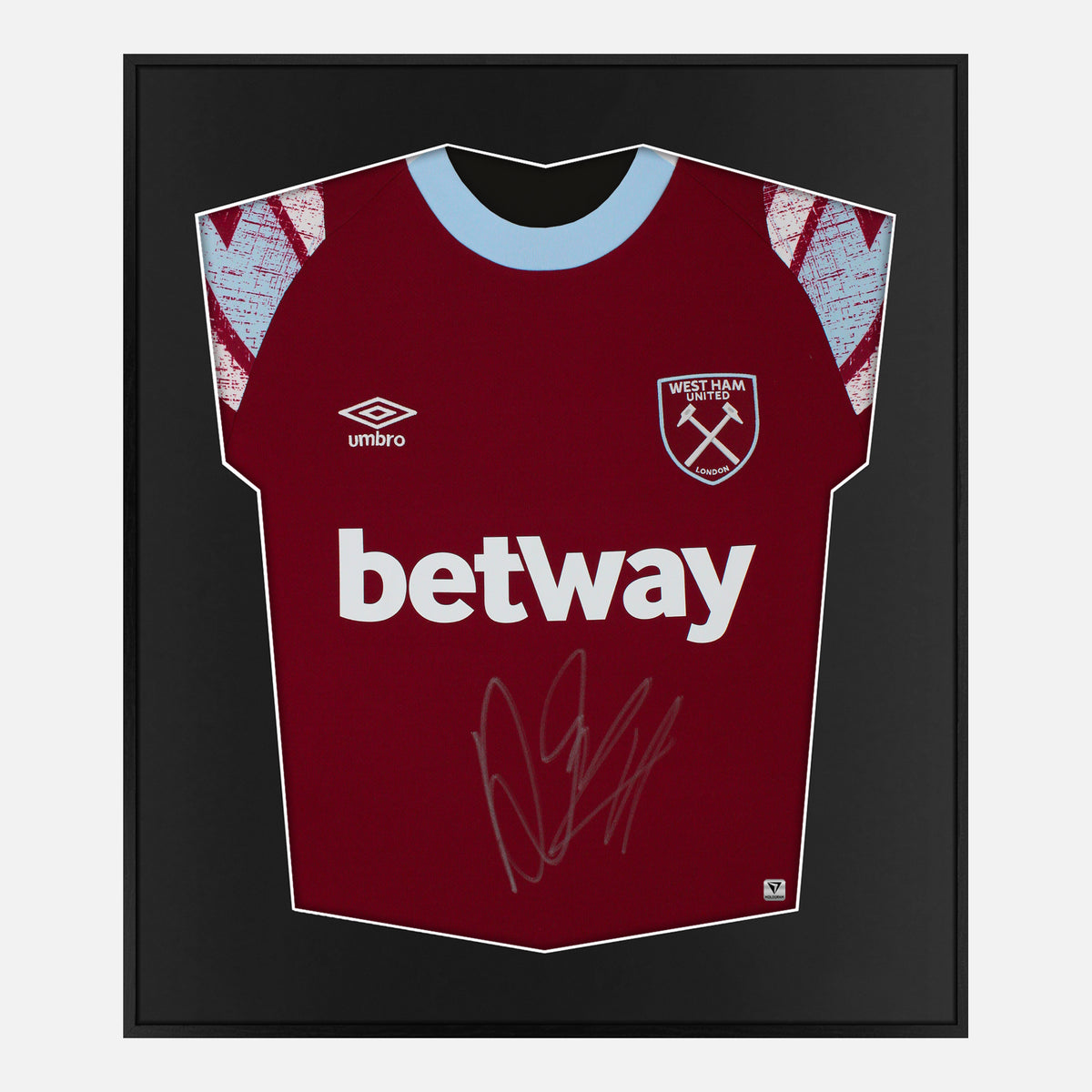 Framed Declan Rice Signed Shirt, Rare West Ham Home [Lite] — Authentic signature with NFC and COA | The Vault