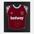 Framed Declan Rice Signed Shirt, Rare West Ham Home [Lite]
