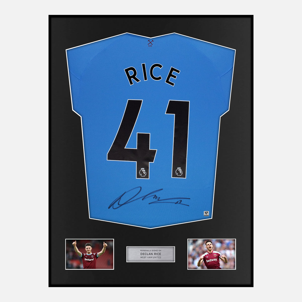 Framed Declan Rice Signed West Ham United Shirt 2020-21 Away [Classic] — Verified autograph with NFC and certificate | The Vault