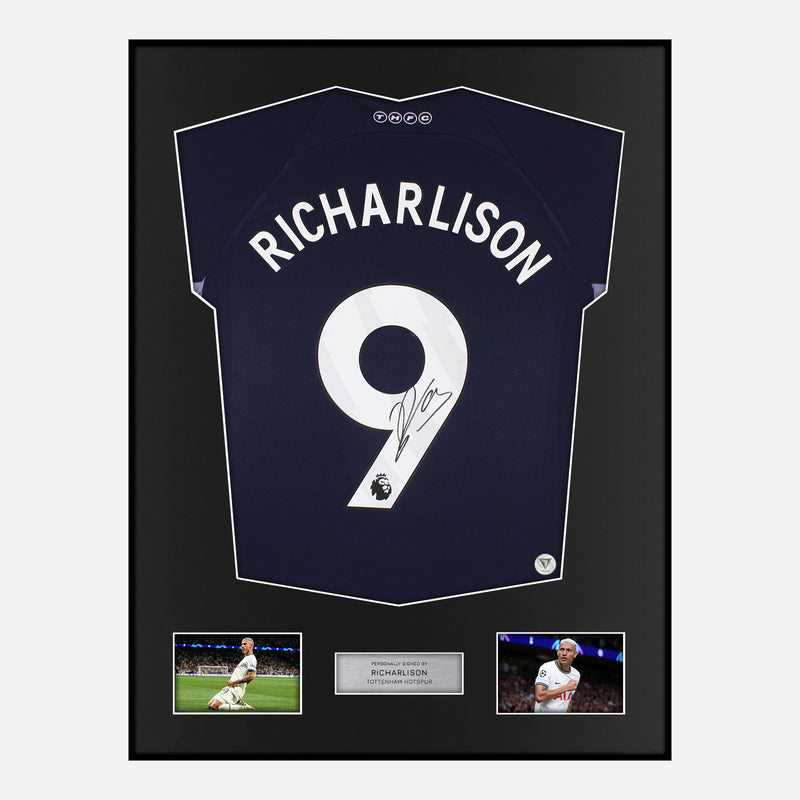 Framed Richarlison Signed Tottenham Hostpur Shirt 2023-24 Away [Modern]