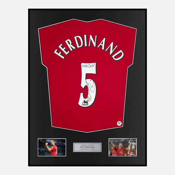 Framed Rio Ferdinand Signed Manchester United Shirt 2006-07 Home [Classic]