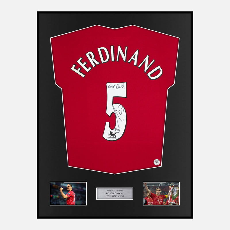 Framed Rio Ferdinand Signed Manchester United Shirt 2006-07 Home [Modern]