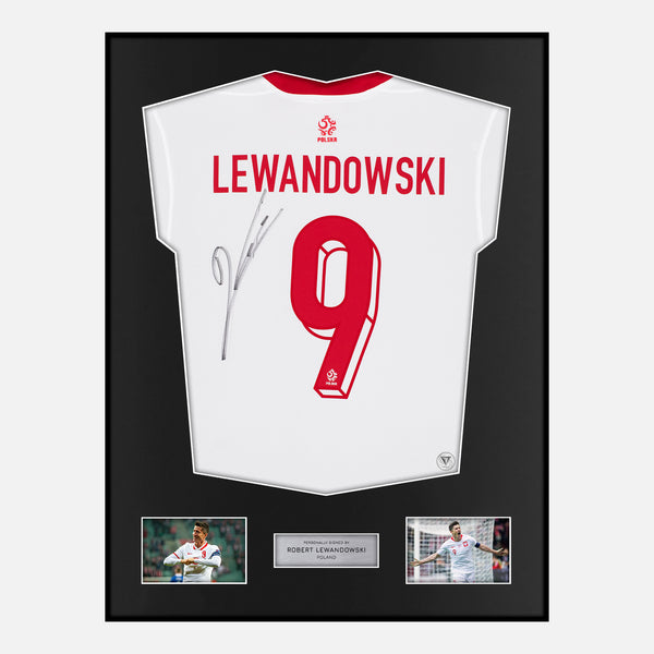 Framed Robert Lewandowski Signed Poland Shirt Home 2024-25 [Modern]