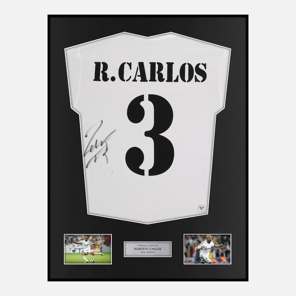 Framed Roberto Carlos Signed Real Madrid Shirt 2002 Centenary [Classic]