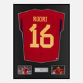 Framed Rodri Signed Spain Shirt 2022-23 Home World Cup [Classic]
