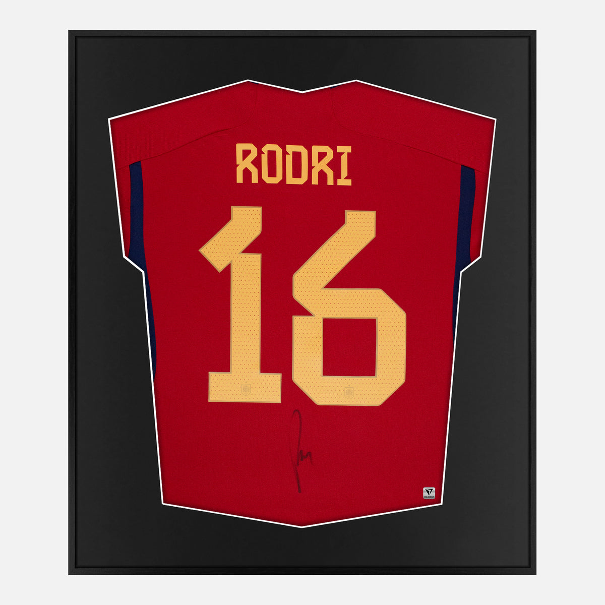 Framed Rodri Signed Shirt, Spain Home, Rodrigo [Lite] — Lite framed Spain shirt signed by Rodrigo | The Vault